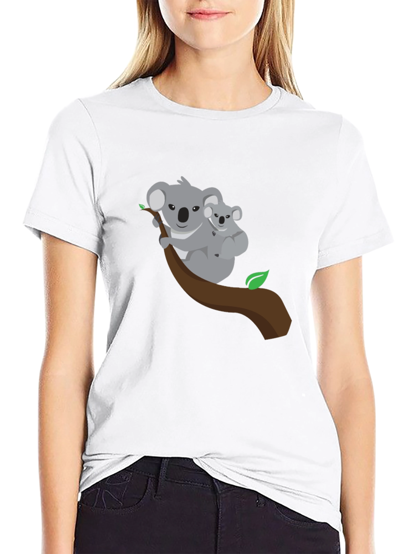 Koala Bear Graphic Tee - Black Cotton Shirt