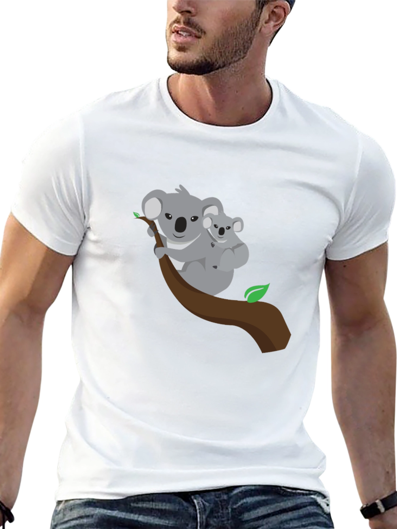 Koala Bear Graphic Tee - Black Cotton Shirt