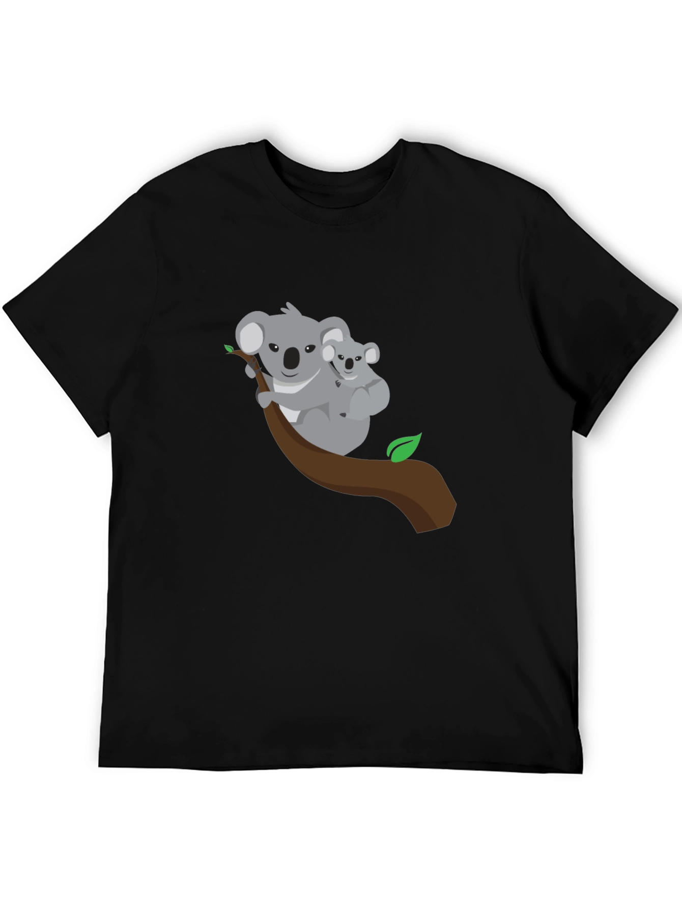 Koala Bear Graphic Tee - Black Cotton Shirt