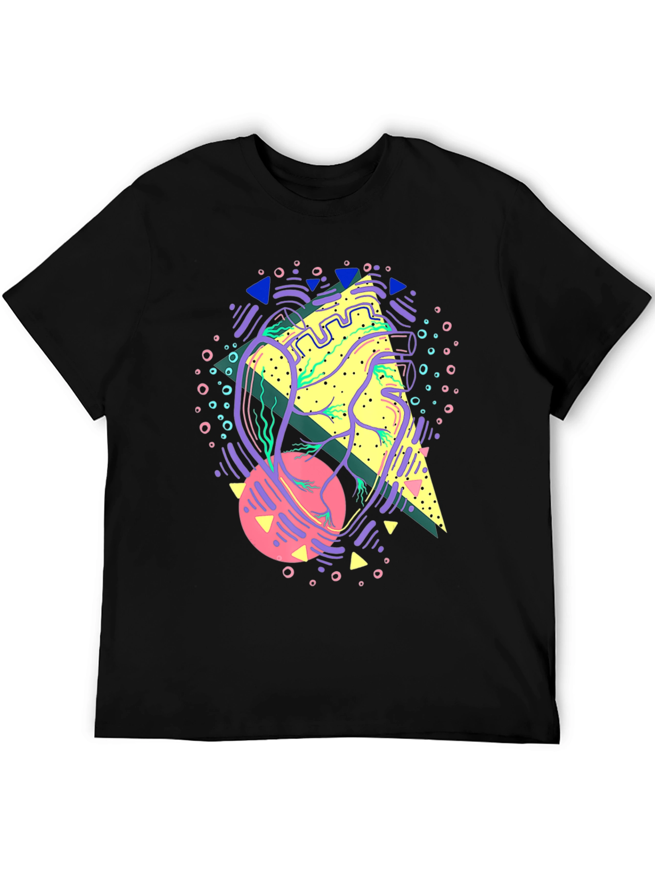 Abstract Anatomical Heart Graphic Tee - Black