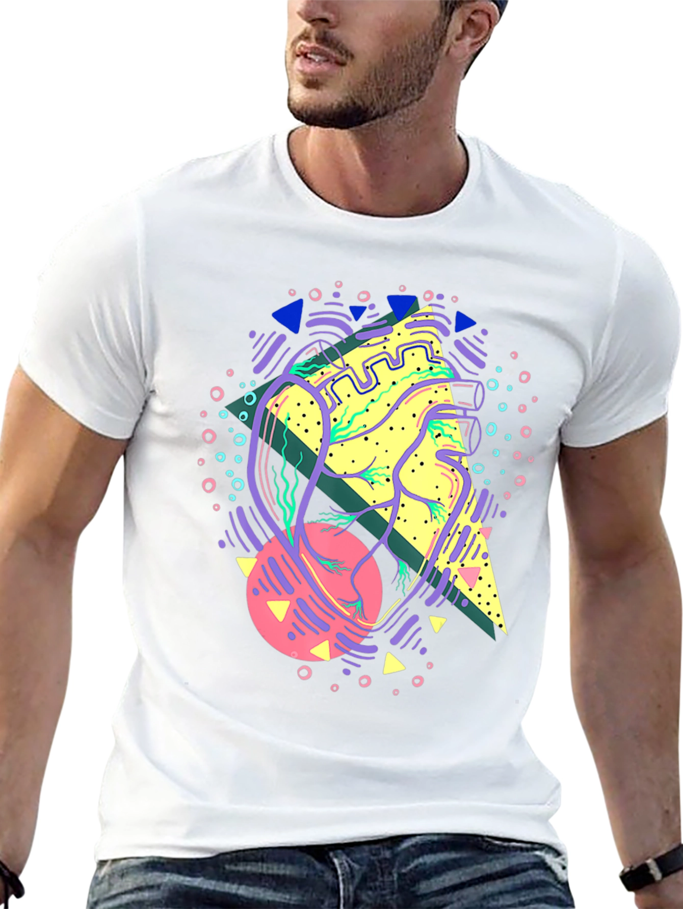 Abstract Anatomical Heart Graphic Tee - Black