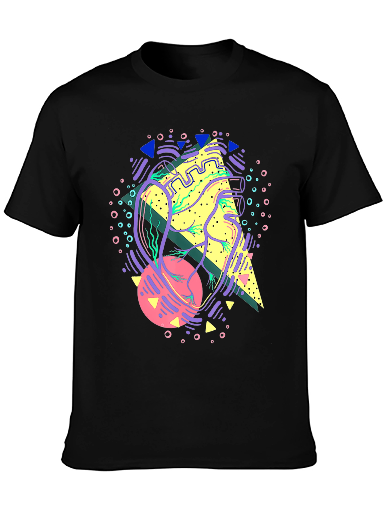Abstract Anatomical Heart Graphic Tee - Black