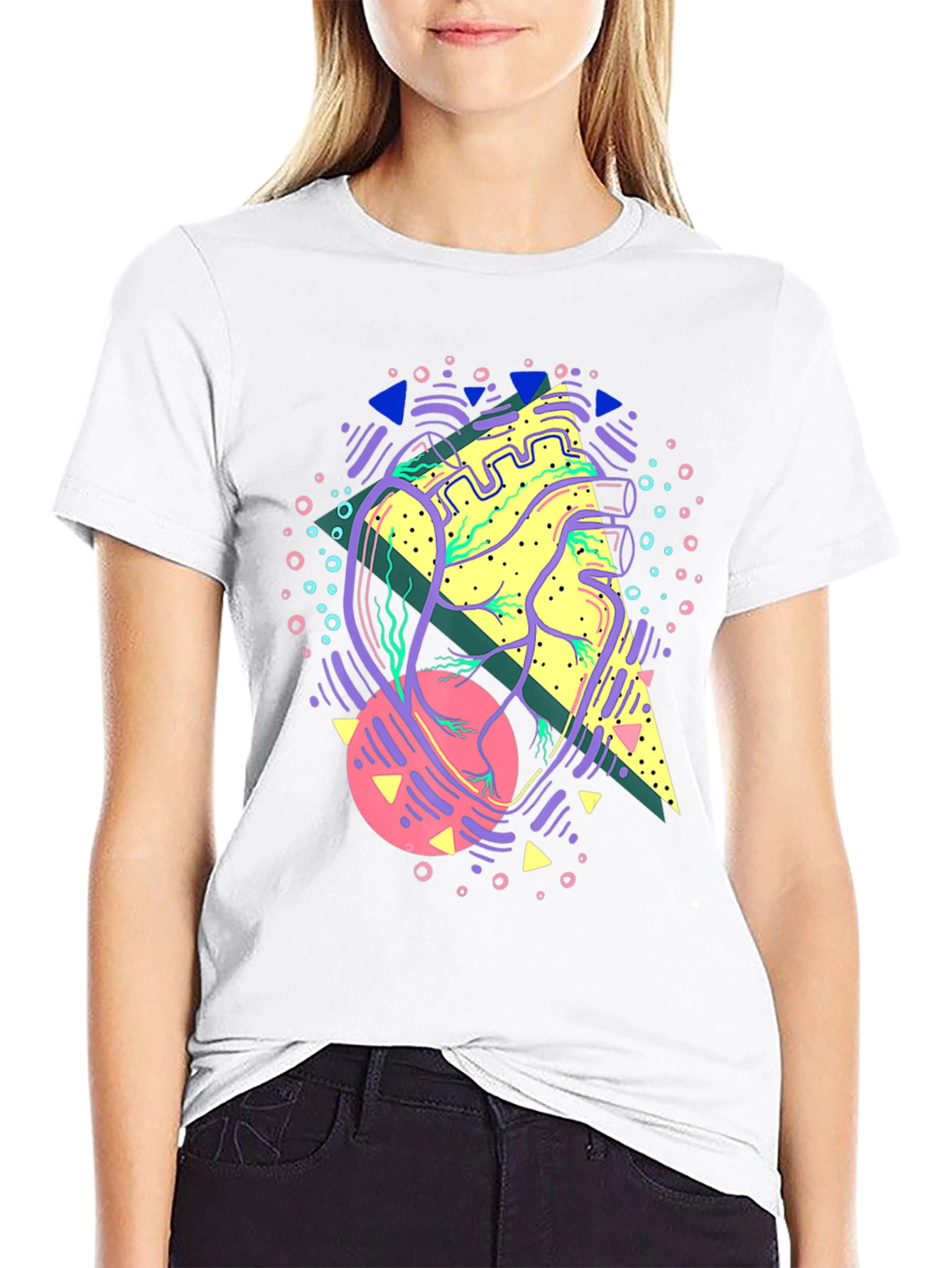 Abstract Anatomical Heart Graphic Tee - Black