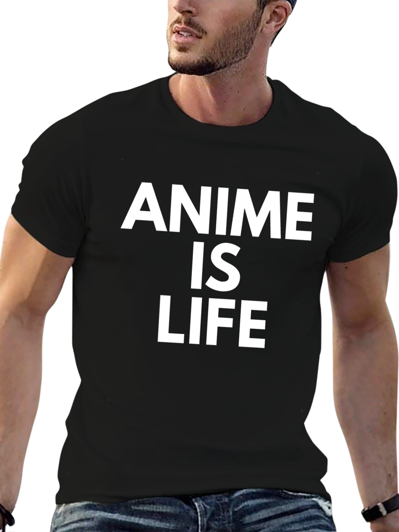 Anime Is Life Graphic Tee - Black Cotton Blend
