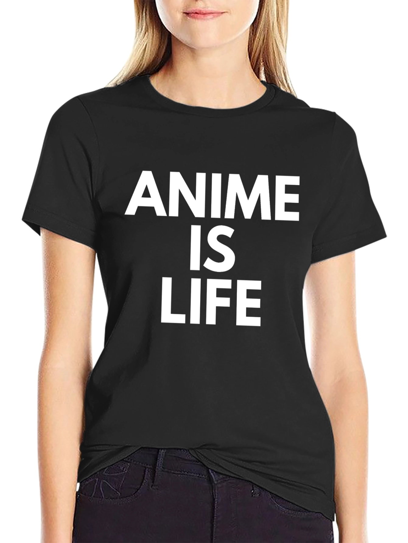 Anime Is Life Graphic Tee - Black Cotton Blend