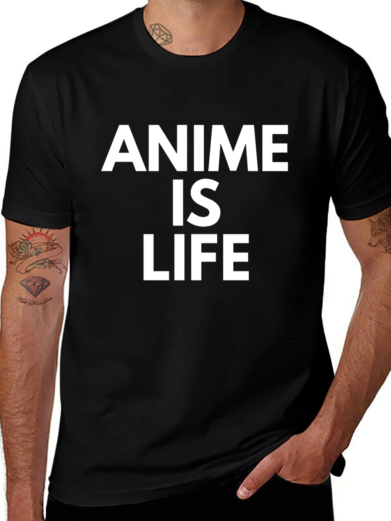 Anime Is Life Graphic Tee - Black Cotton Blend