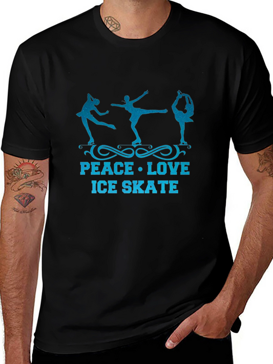 Peace Love Ice Skate Black Graphic Tee