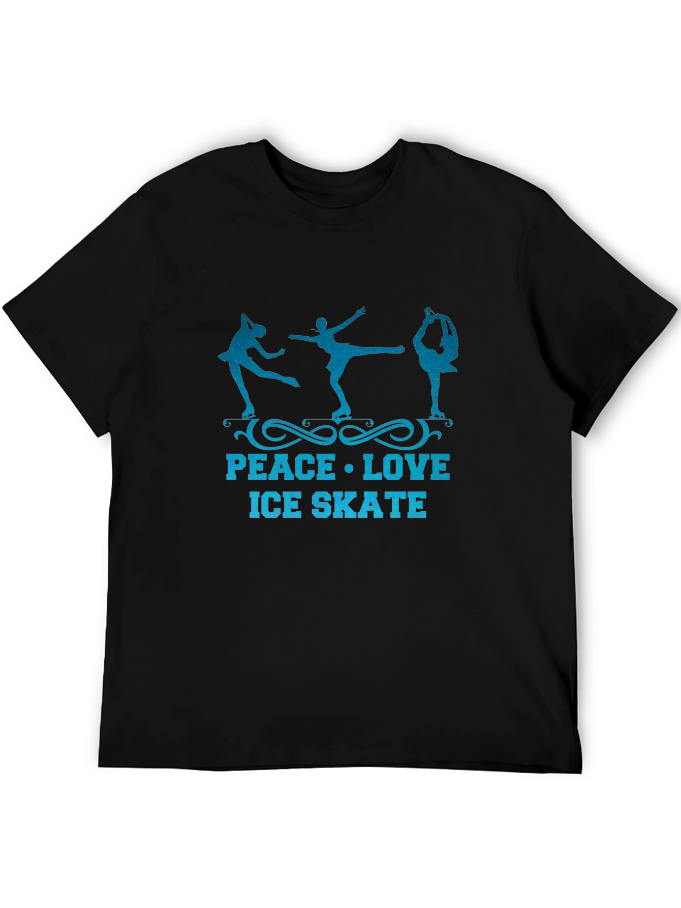 Peace Love Ice Skate Black Graphic Tee