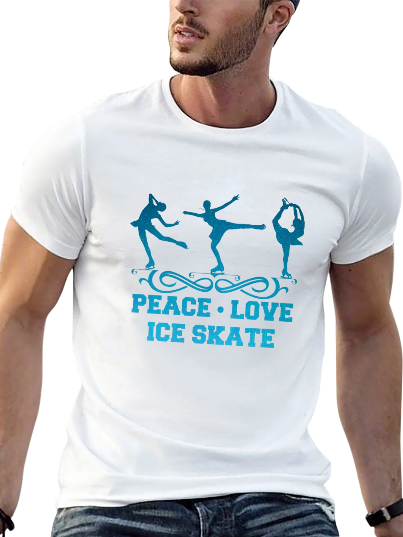 Peace Love Ice Skate Black Graphic Tee
