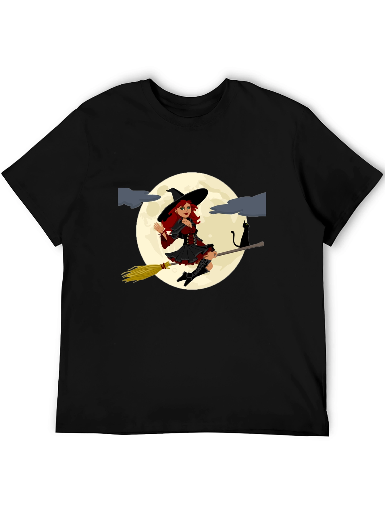 Witch on Broomstick T-Shirt - Halloween Costume Tee