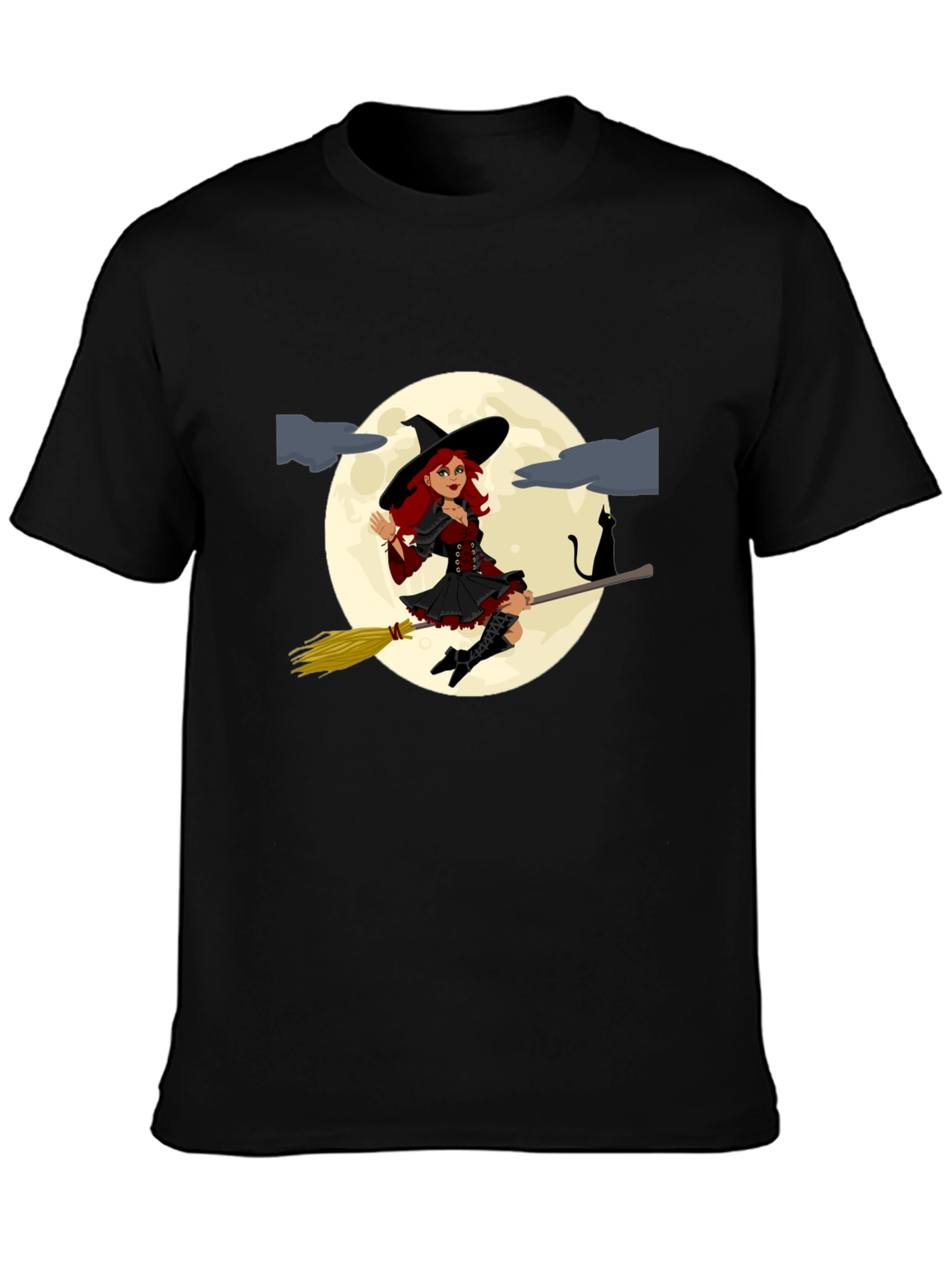 Witch on Broomstick T-Shirt - Halloween Costume Tee