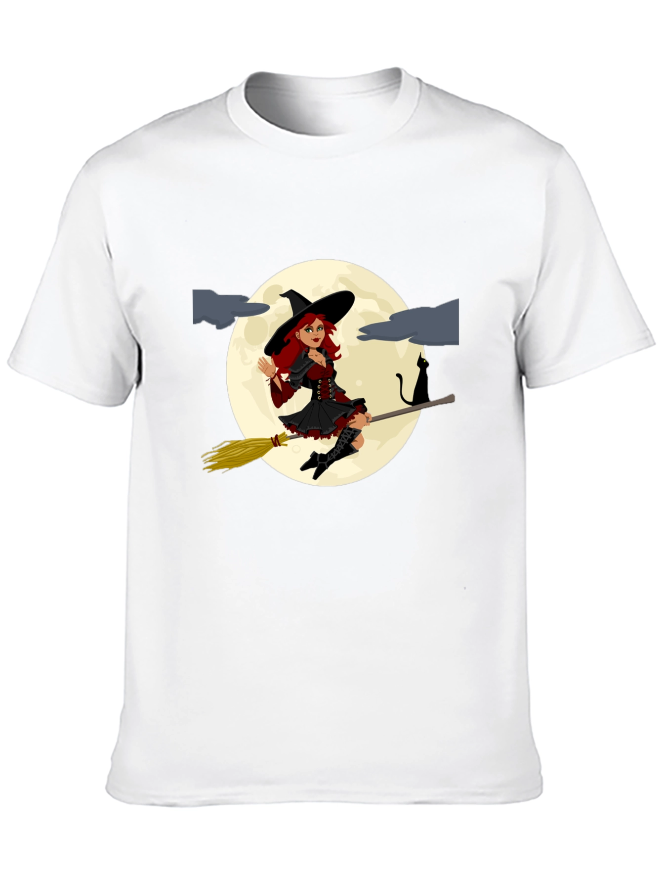 Witch on Broomstick T-Shirt - Halloween Costume Tee