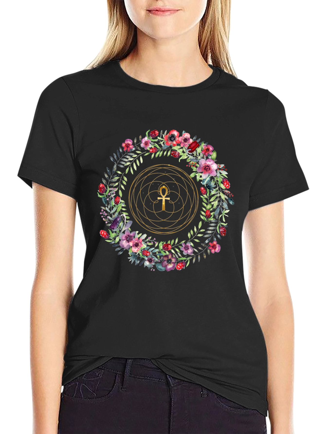 Floral Ankh T-Shirt