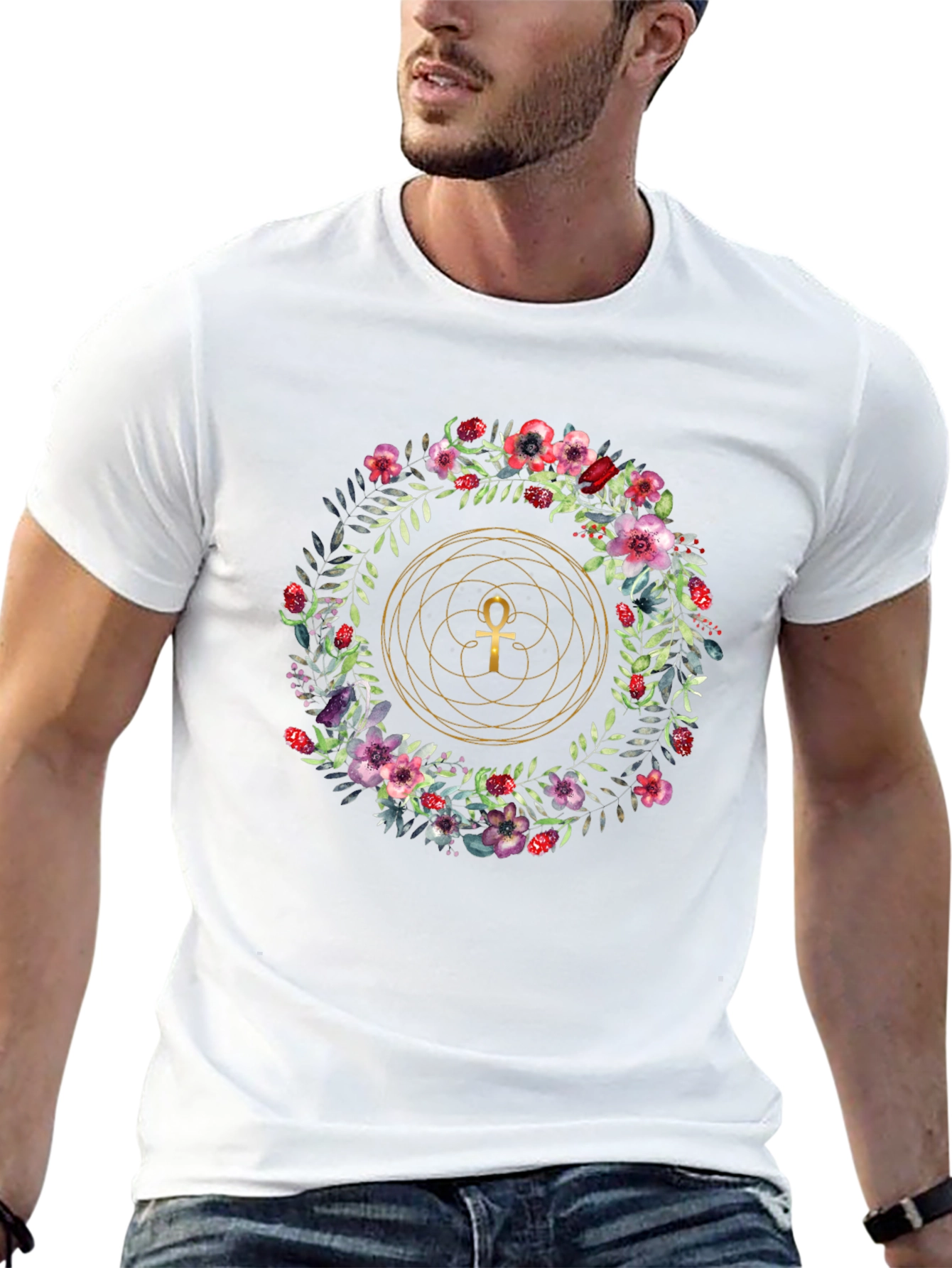 Floral Ankh T-Shirt