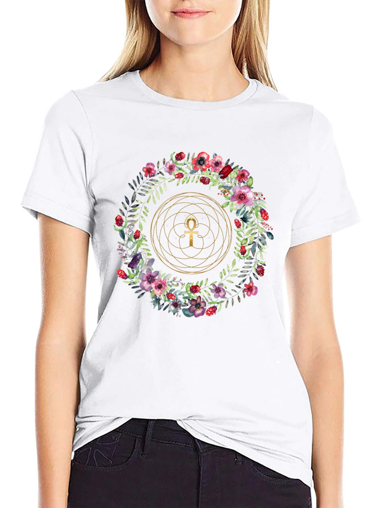 Floral Ankh T-Shirt