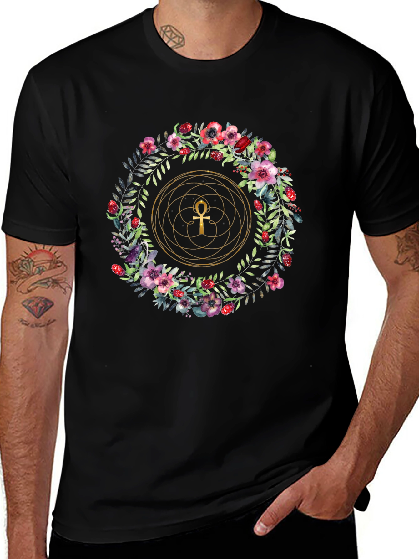 Floral Ankh T-Shirt