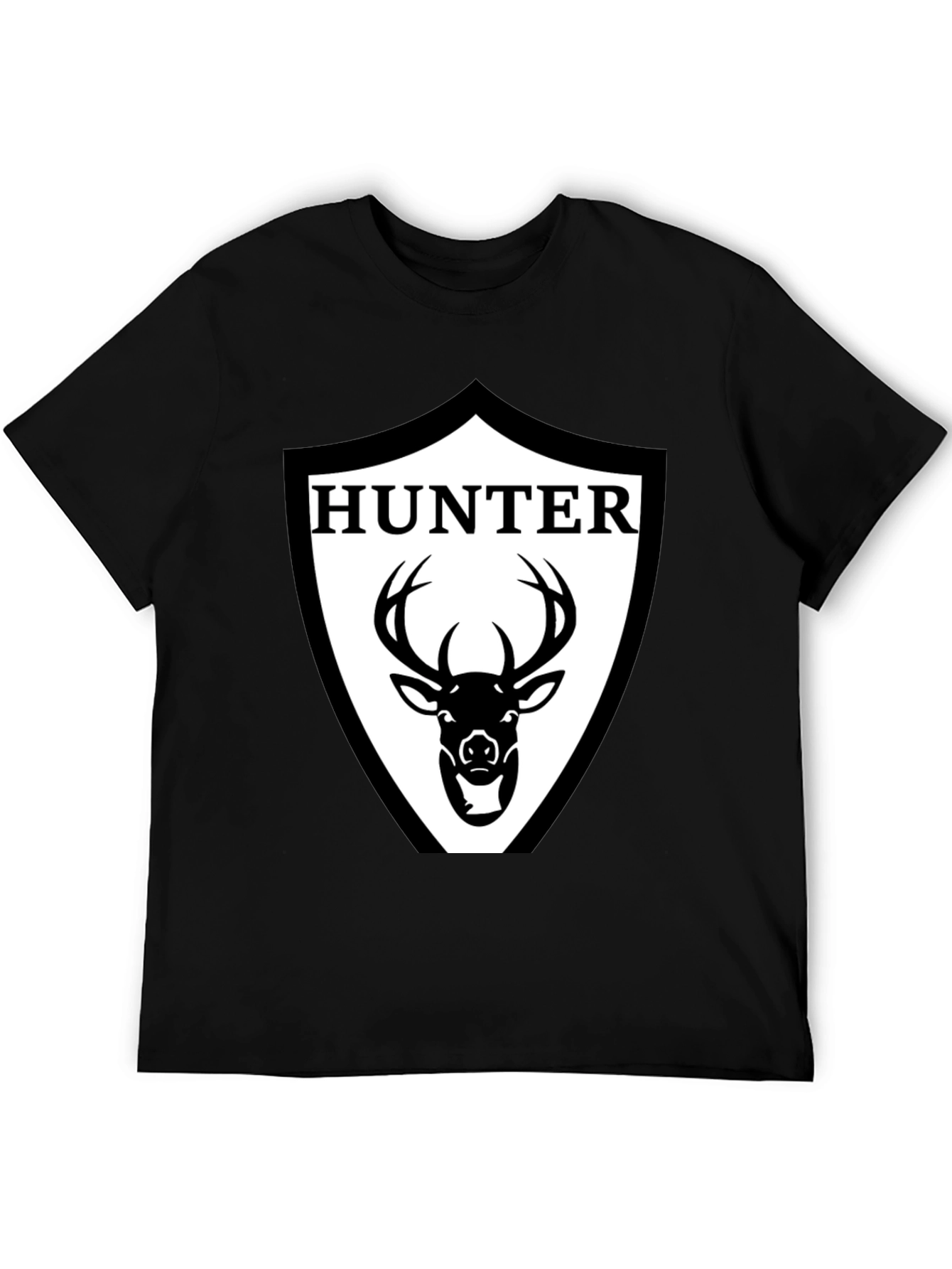Hunter Deer Graphic Tee - Mens Black Cotton T-Shirt