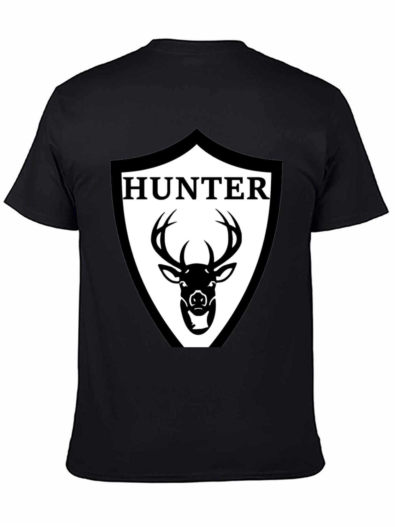 Hunter Deer Graphic Tee - Mens Black Cotton T-Shirt