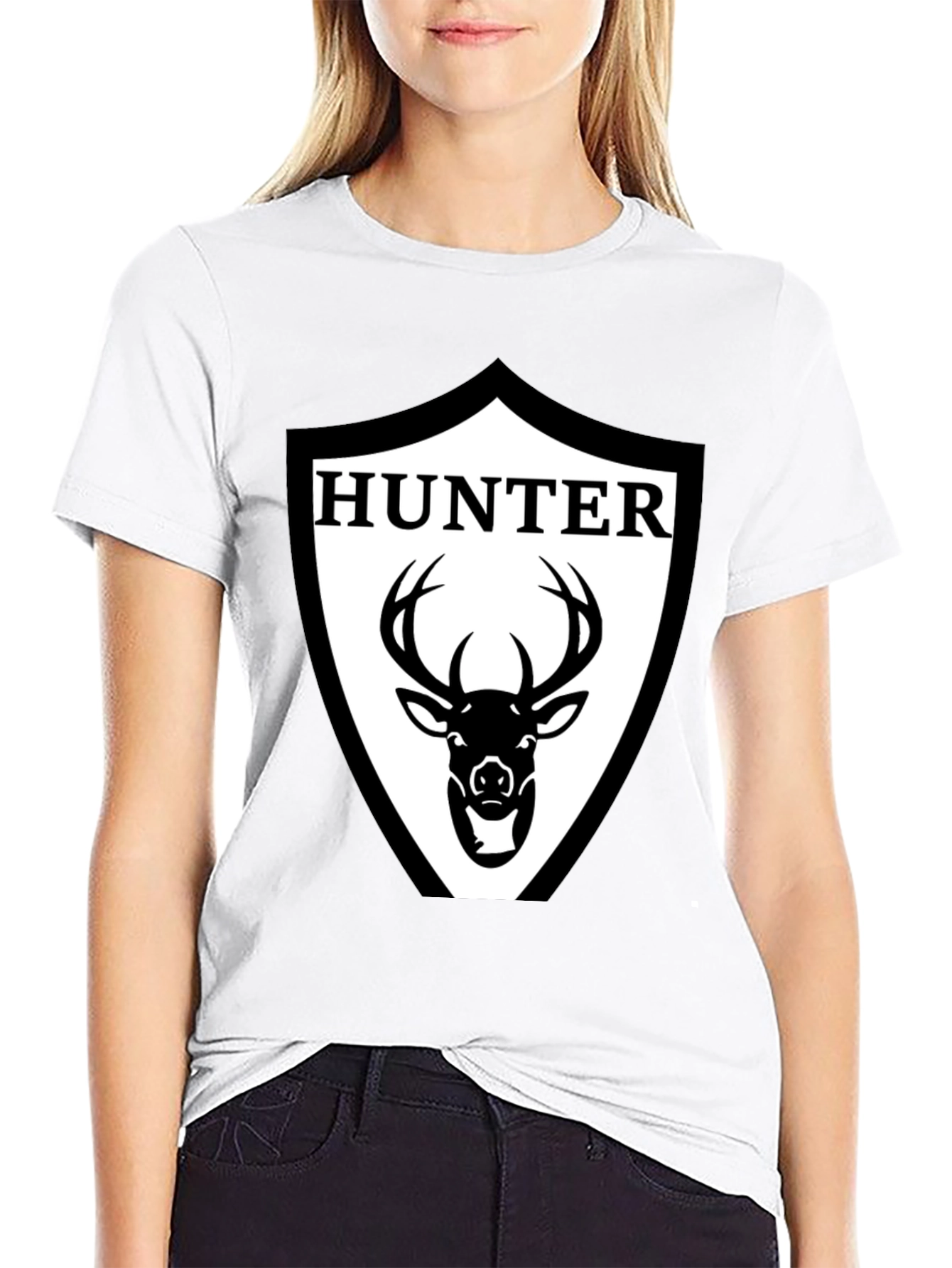Hunter Deer Graphic Tee - Mens Black Cotton T-Shirt