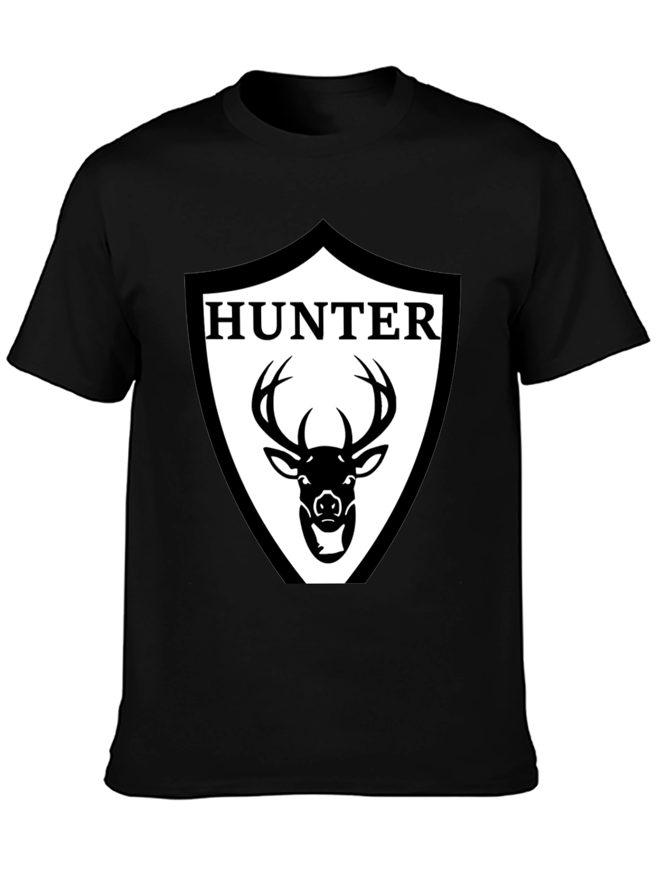 Hunter Deer Graphic Tee - Mens Black Cotton T-Shirt