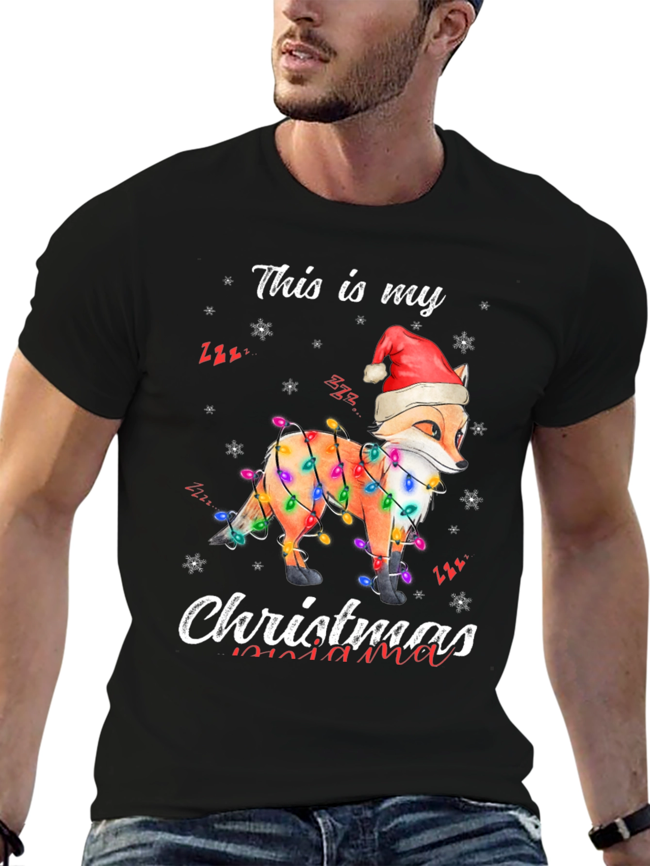 Fox Christmas Lights Graphic Tee