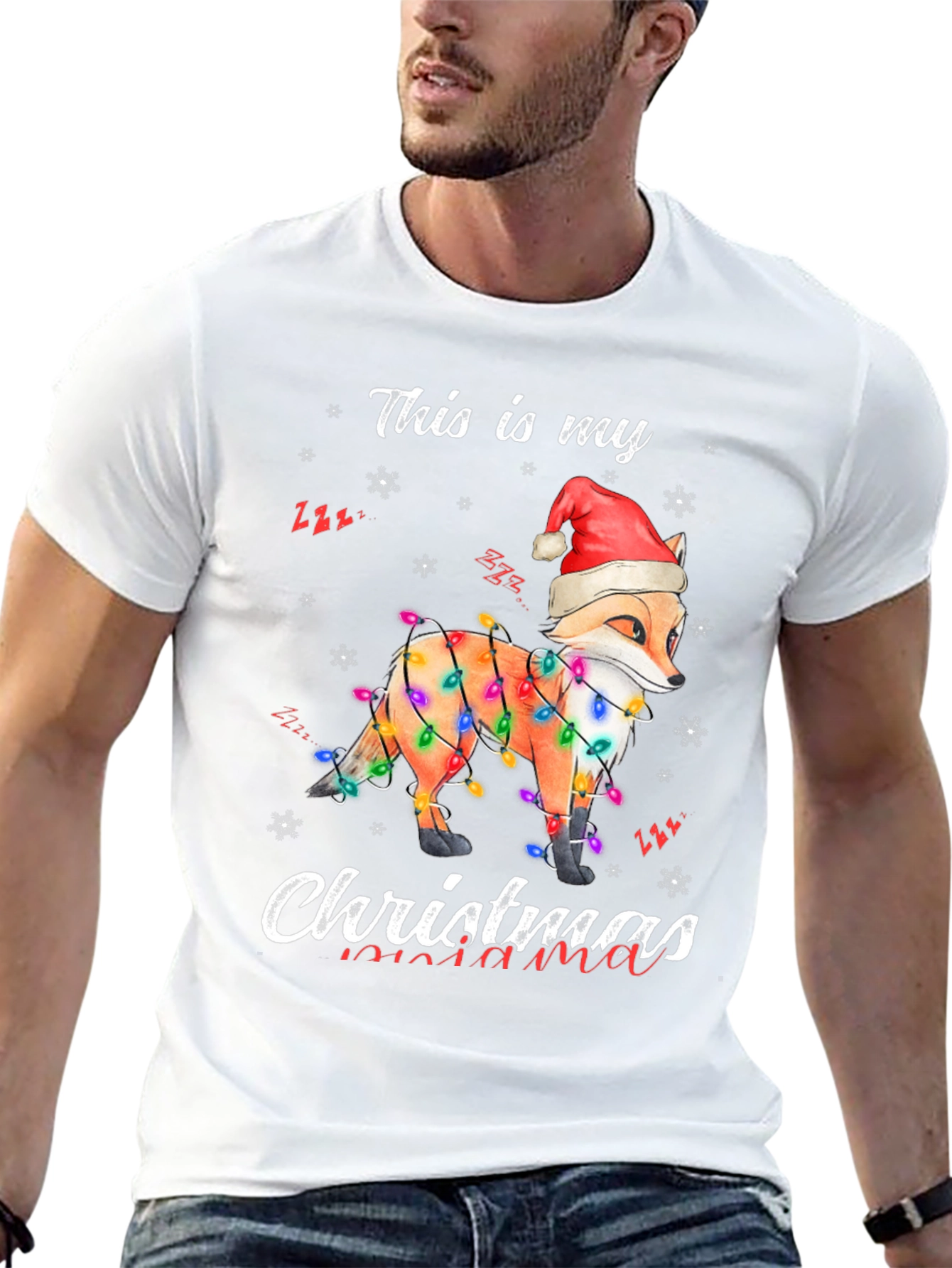 Fox Christmas Lights Graphic Tee