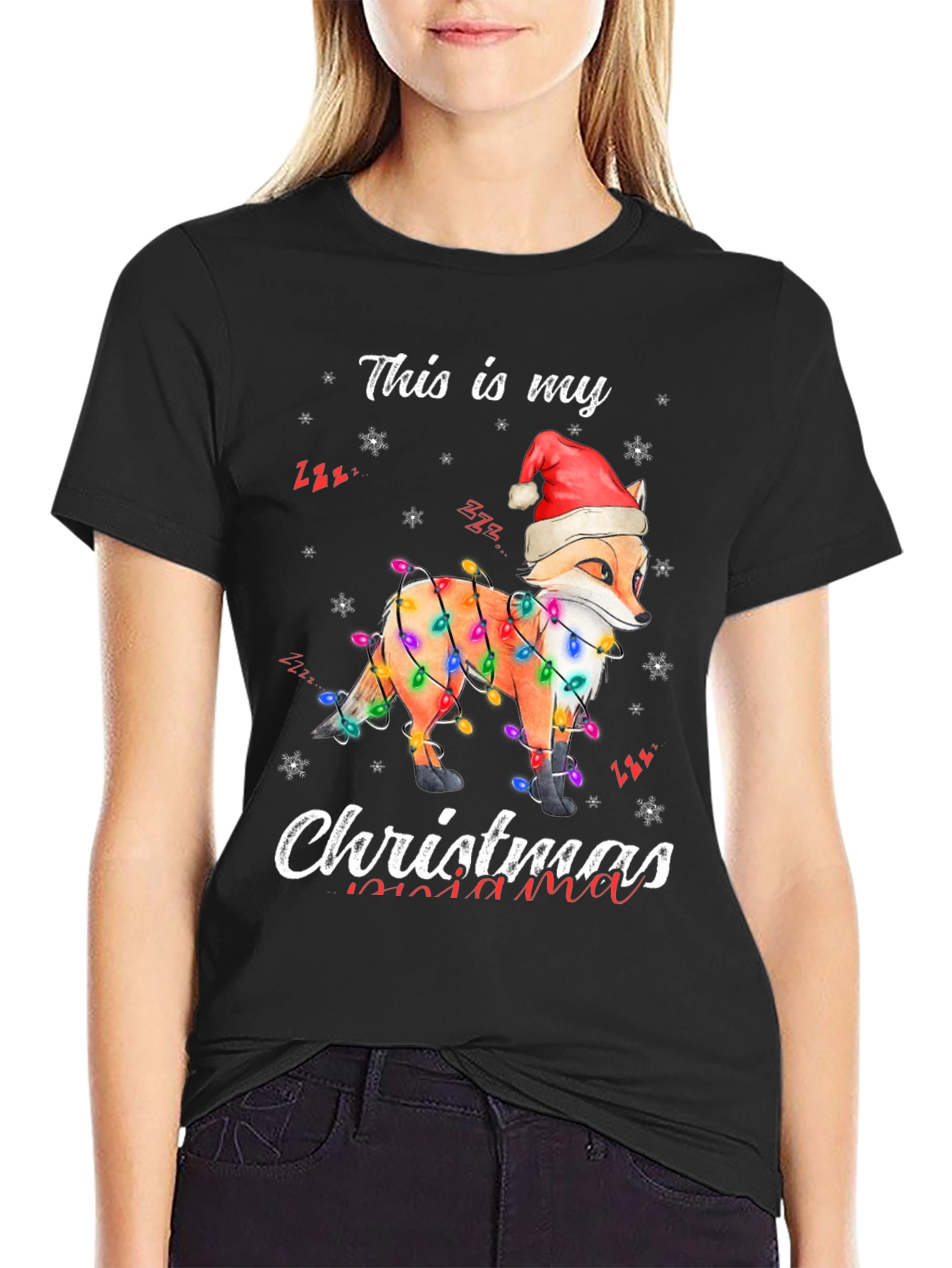 Fox Christmas Lights Graphic Tee