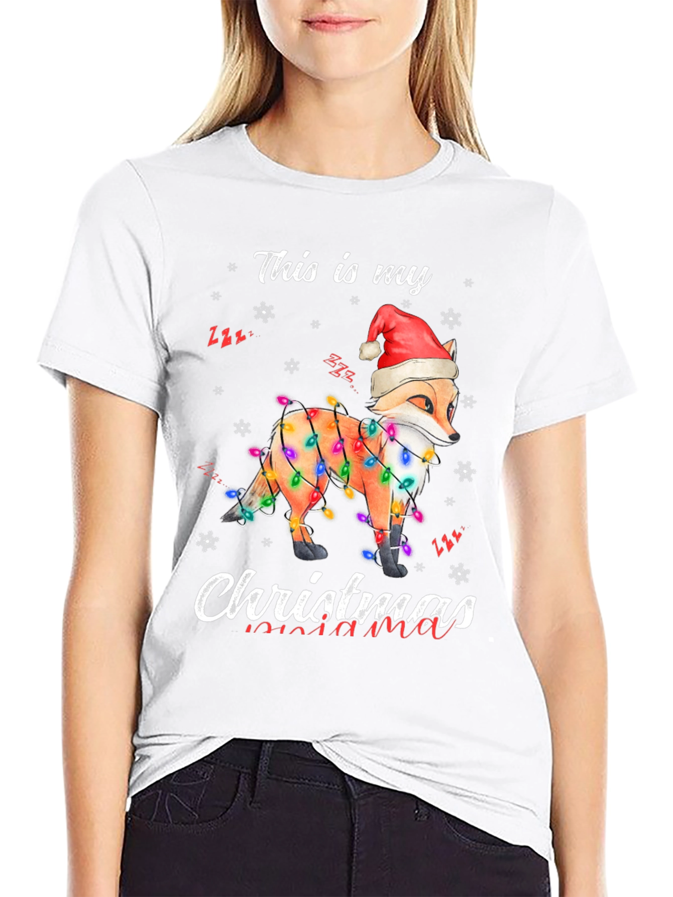 Fox Christmas Lights Graphic Tee