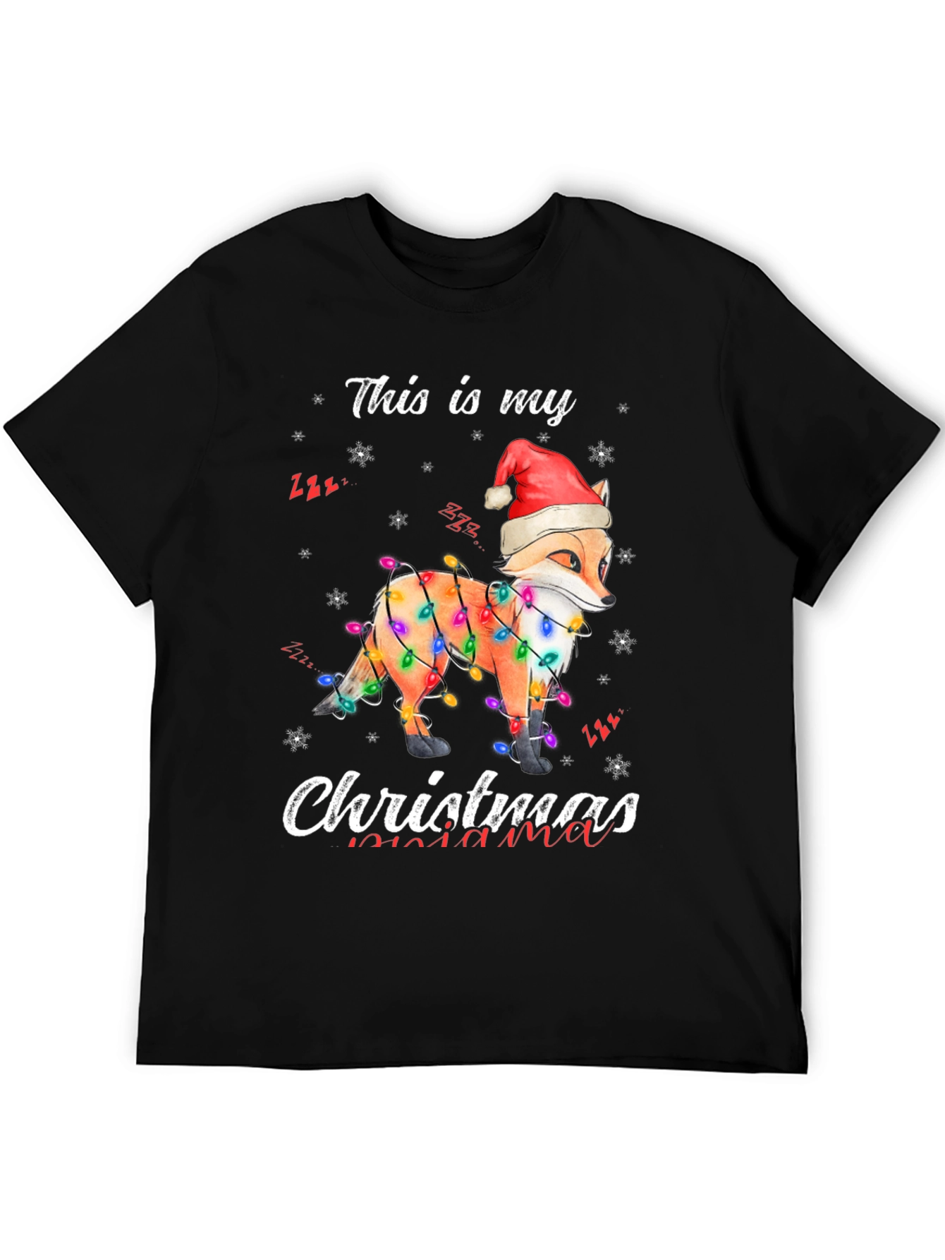 Fox Christmas Lights Graphic Tee