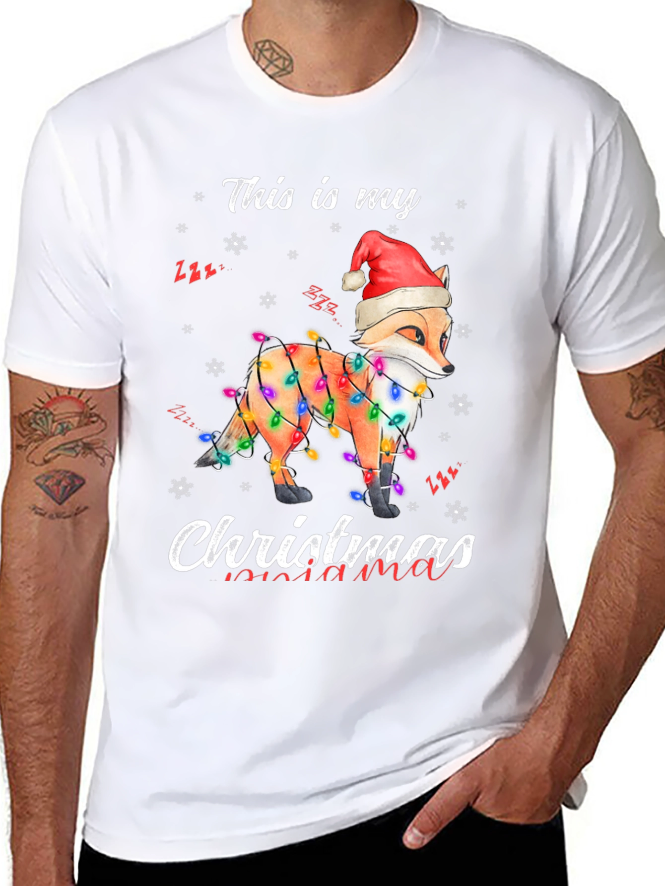 Fox Christmas Lights Graphic Tee