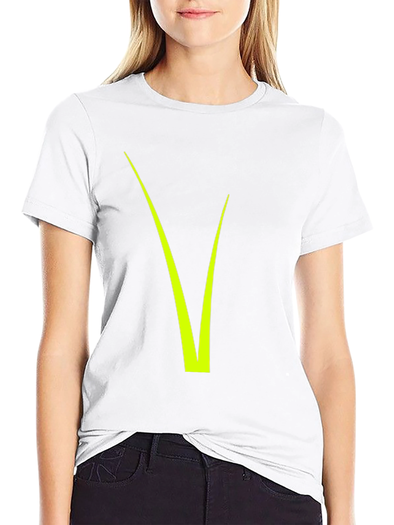 Modern Black Tee with Neon Green V Design