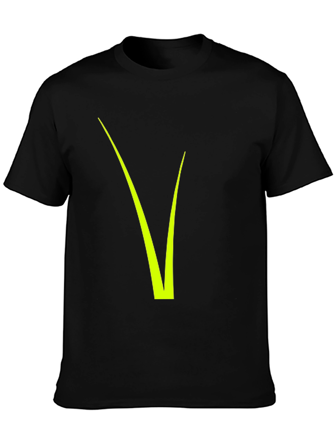 Modern Black Tee with Neon Green V Design