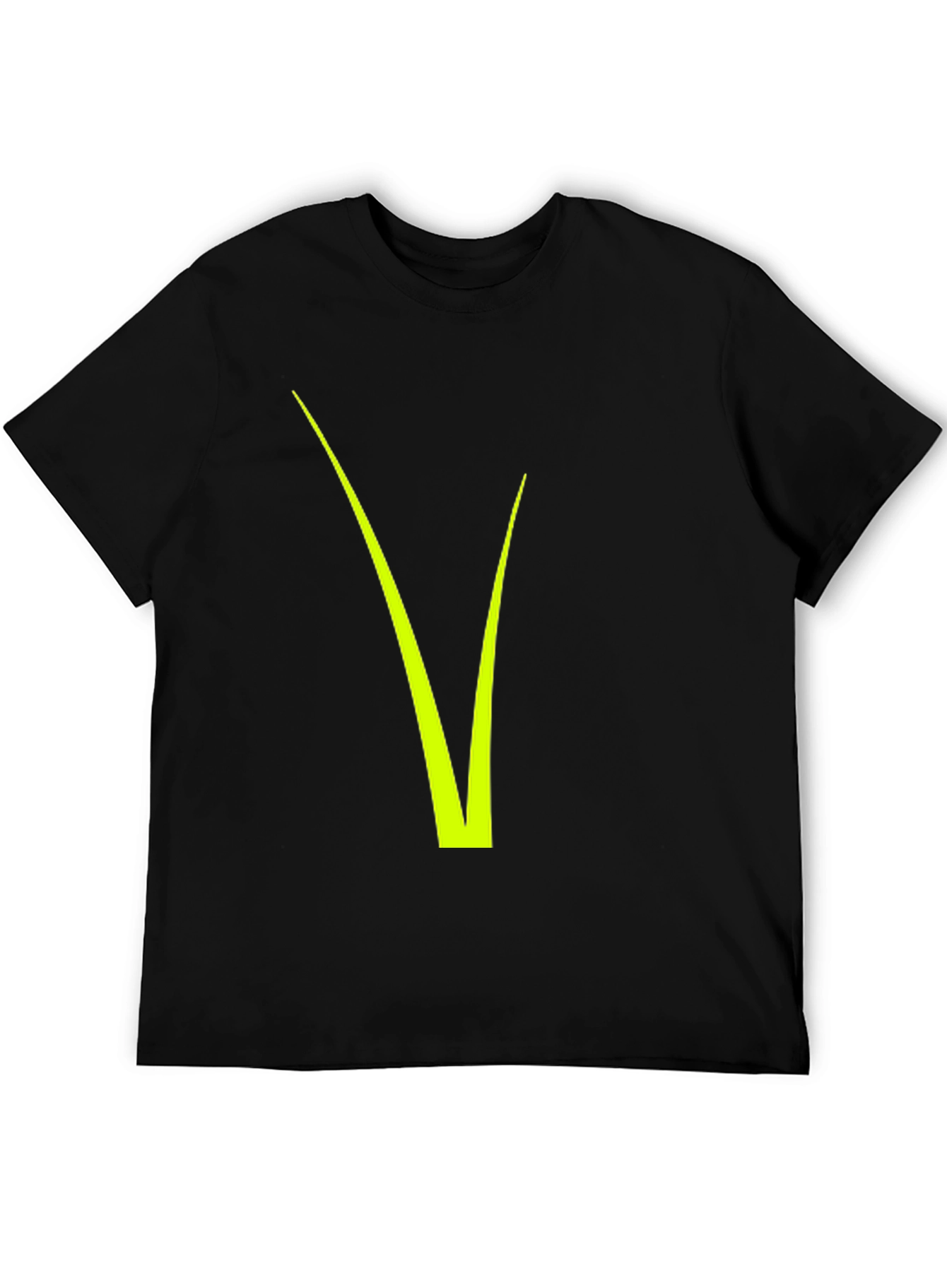 Modern Black Tee with Neon Green V Design