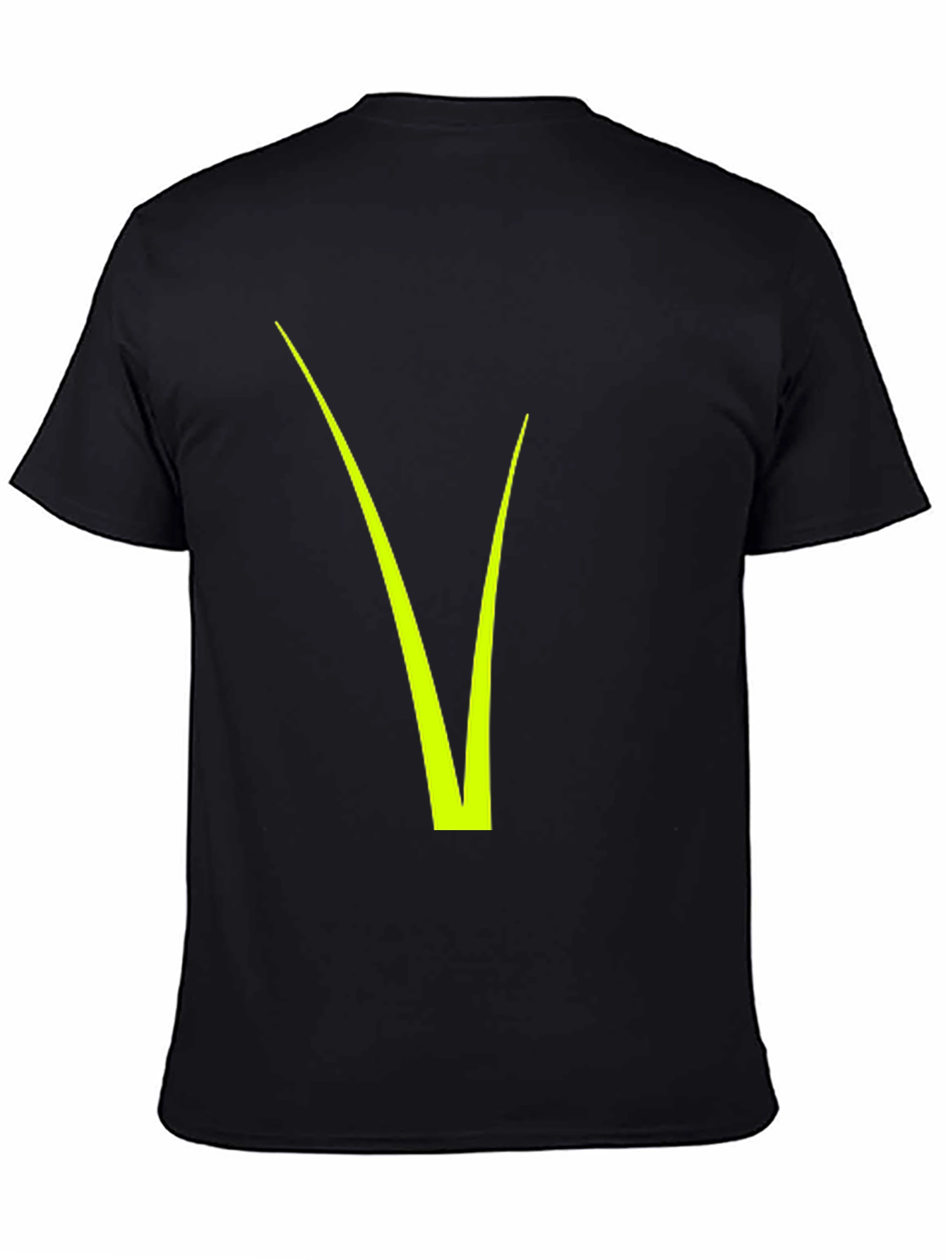 Modern Black Tee with Neon Green V Design