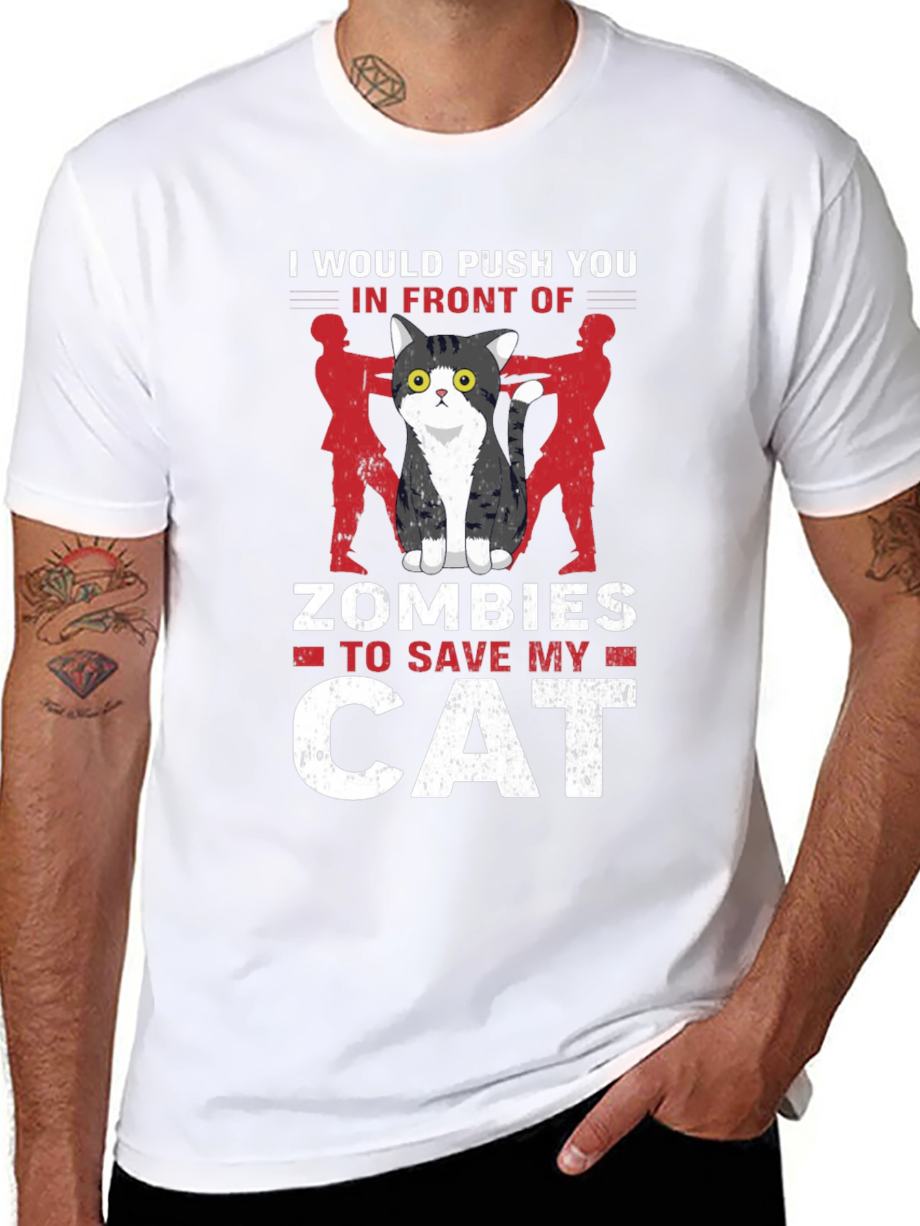 Cat Lover T-Shirt: Id Push You To Zombies!