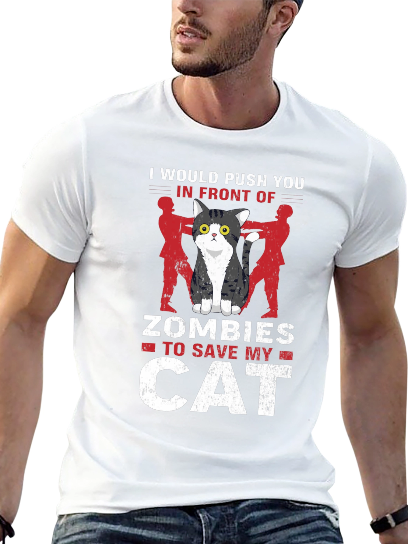 Cat Lover T-Shirt: Id Push You To Zombies!