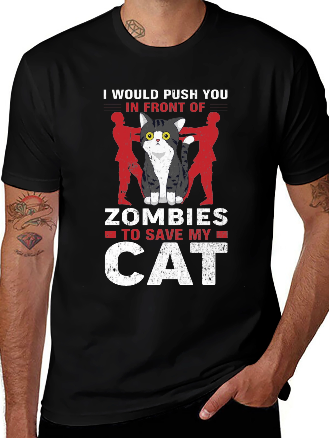 Cat Lover T-Shirt: Id Push You To Zombies!