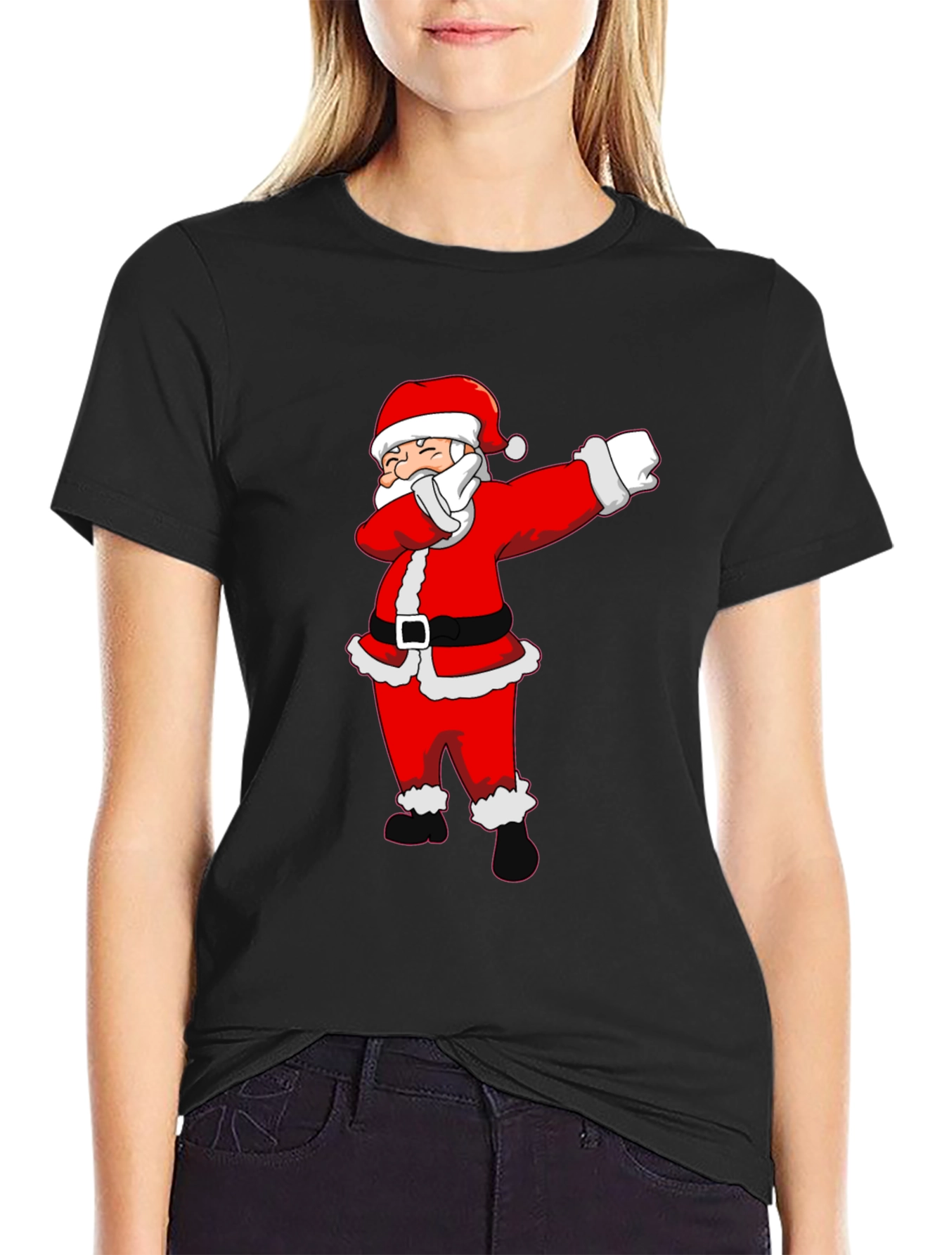 Dabbing Santa Claus Black T-Shirt