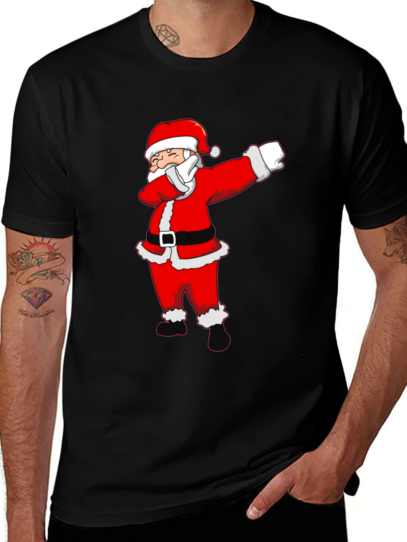 Dabbing Santa Claus Black T-Shirt