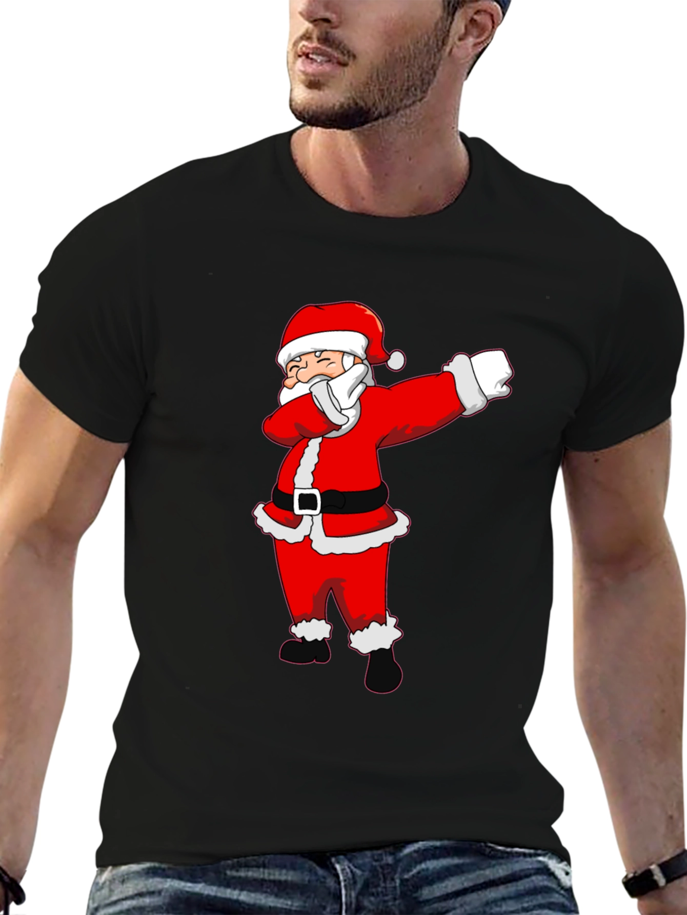 Dabbing Santa Claus Black T-Shirt