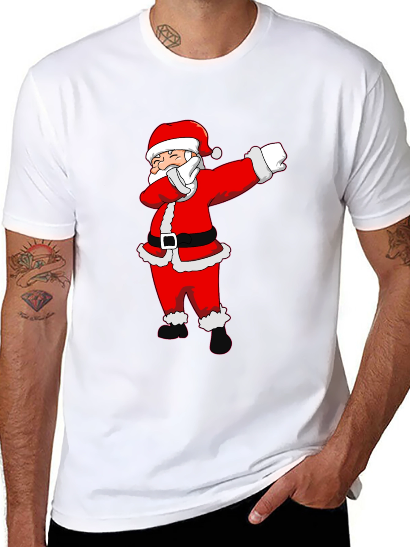 Dabbing Santa Claus Black T-Shirt