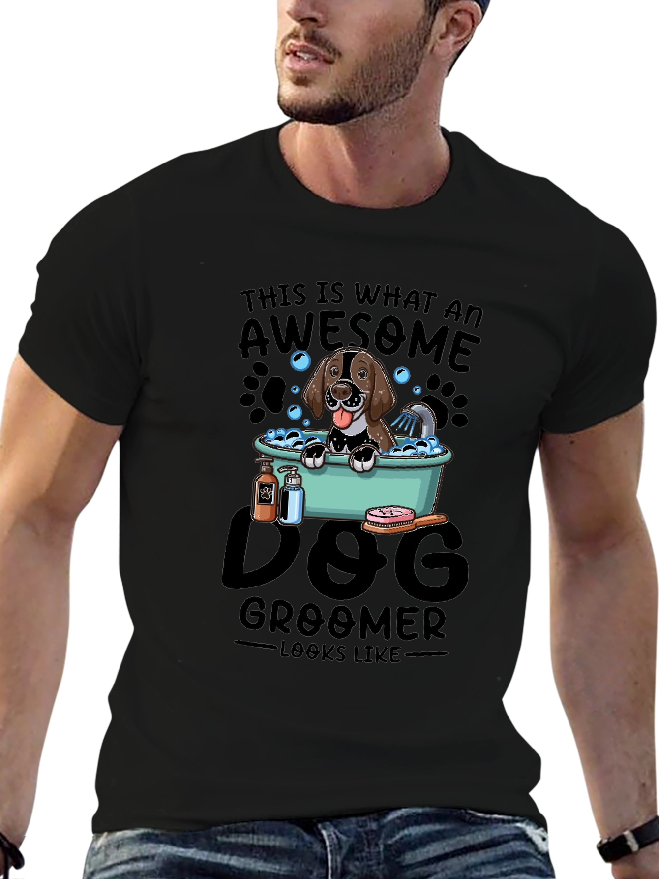 Awesome Dog Groomer T-Shirt - Black