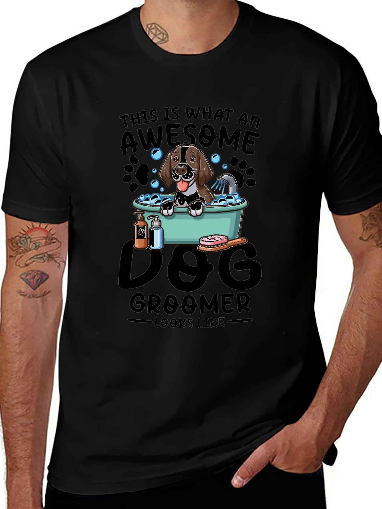 Awesome Dog Groomer T-Shirt - Black