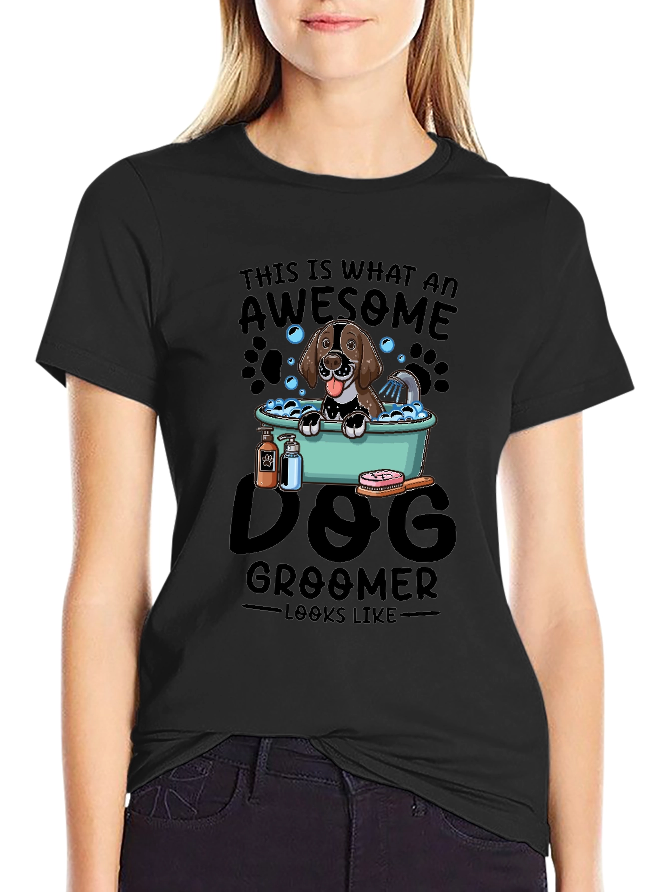 Awesome Dog Groomer T-Shirt - Black