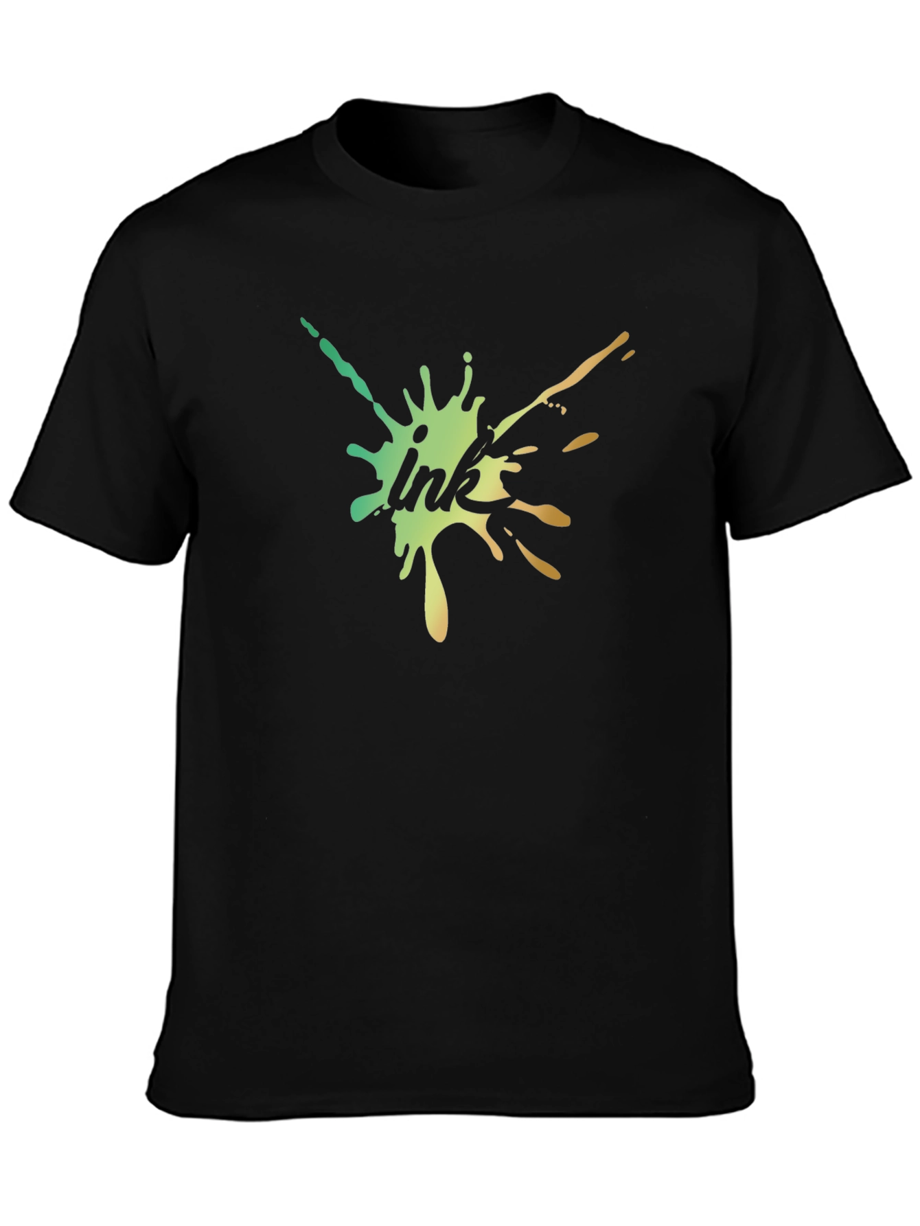 Mens Black Ink Splatter Graphic Tee