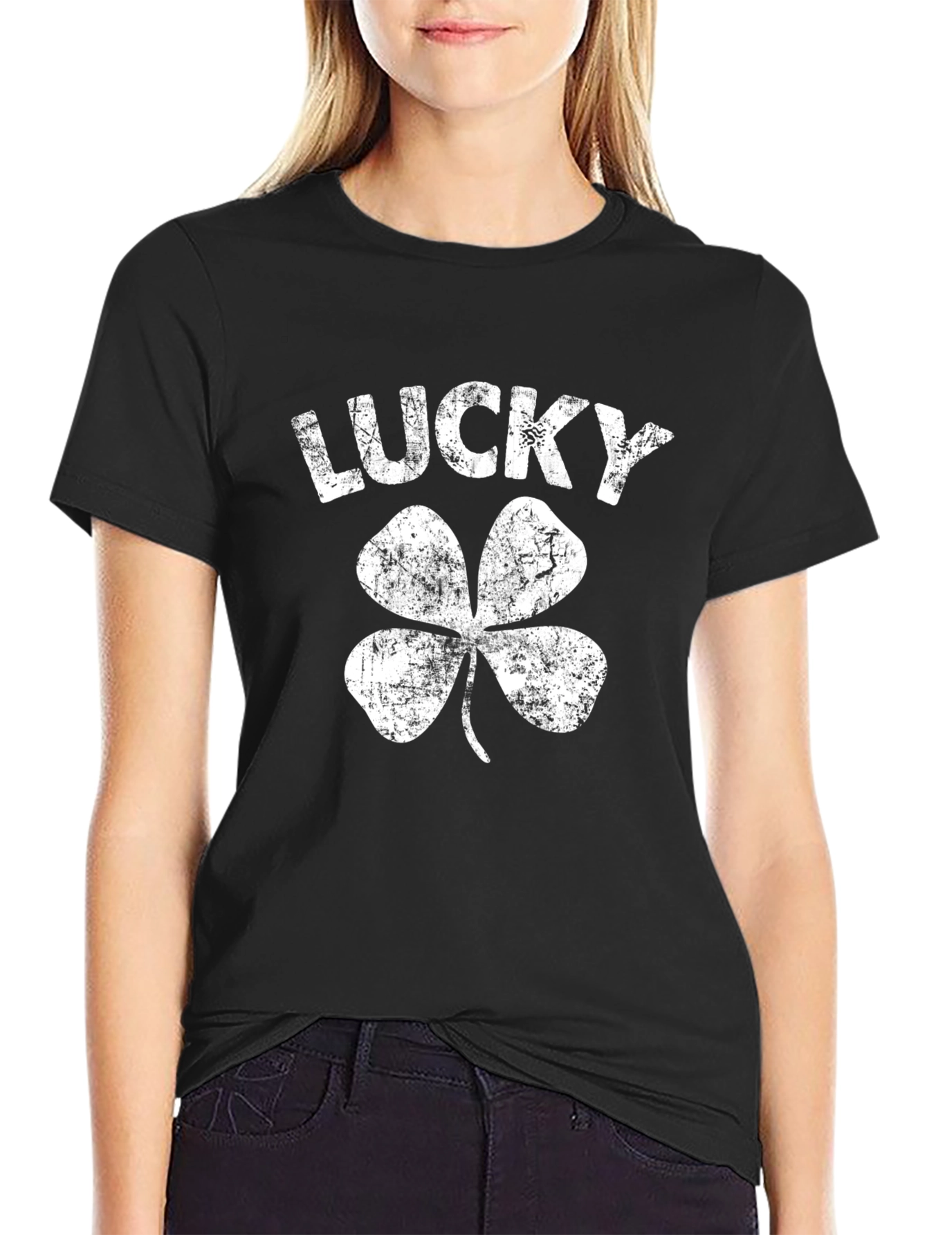 Lucky Shamrock Graphic T-Shirt - Black