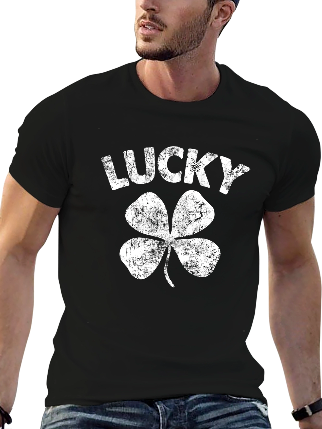 Lucky Shamrock Graphic T-Shirt - Black
