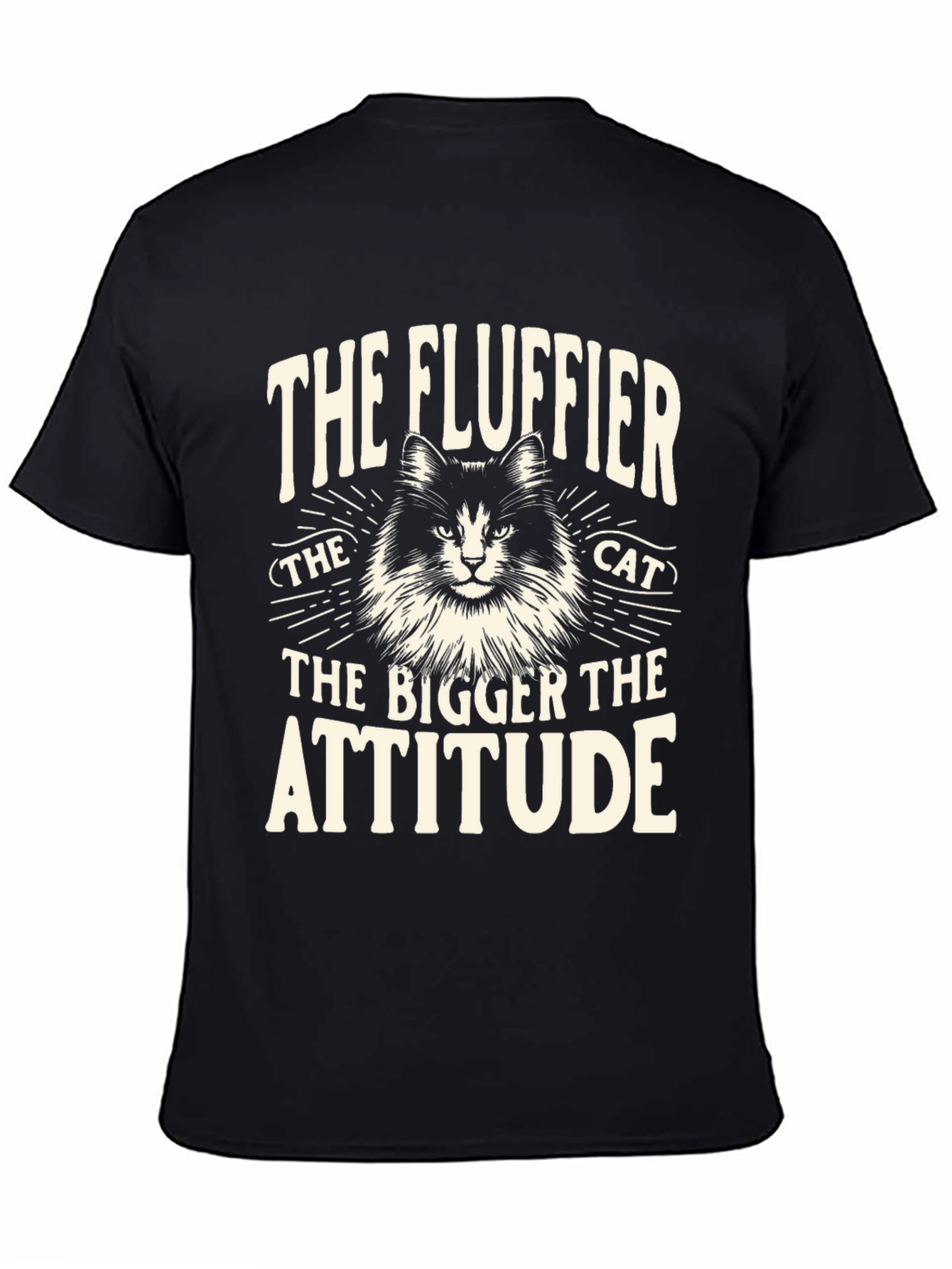 Fluffy Cat Attitude T-Shirt - Unisex Black Tee