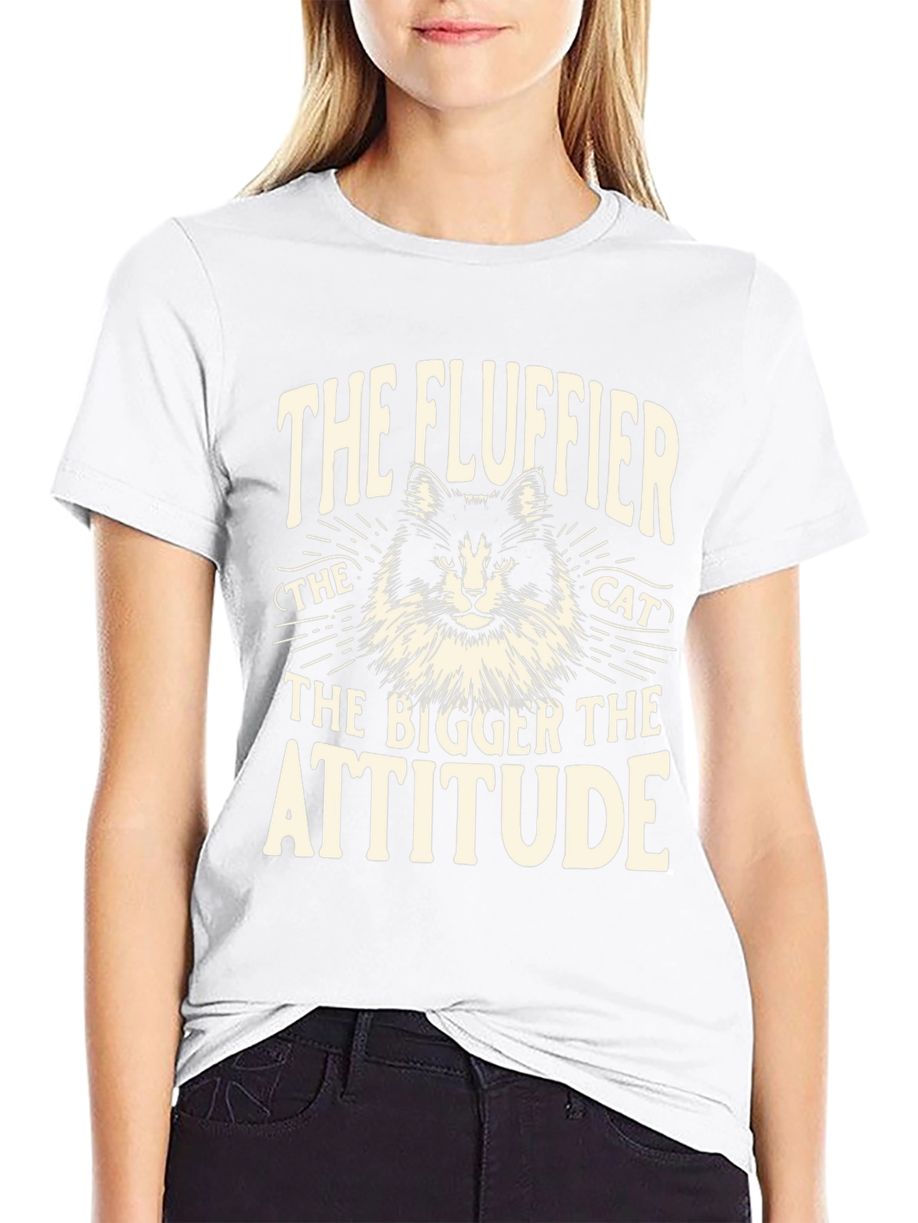 Fluffy Cat Attitude T-Shirt - Unisex Black Tee