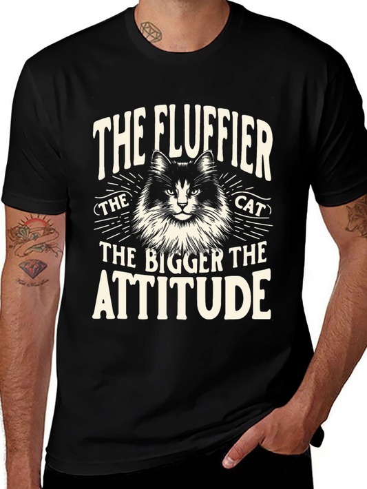 Fluffy Cat Attitude T-Shirt - Unisex Black Tee